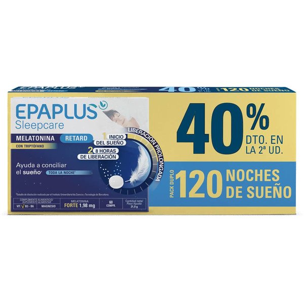 Epaplus Sleepcare Melatonina Retard Con TriptóFano 2X60Comp-image