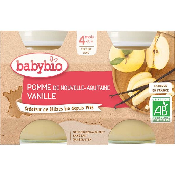 Babybio Manzana Y Vainilla 4 Meses 2X130G-image