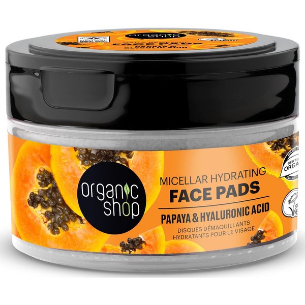 Organic Shop Face Pads Micellar Hydrating Papaya Hyaluronic Acid 20Uds-image
