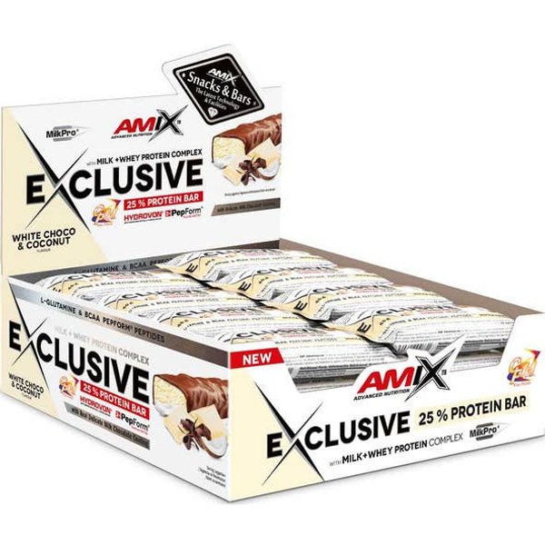 Amix Exclusive Protein Bar Chocolate Blanco Coco 24 X40 G-image