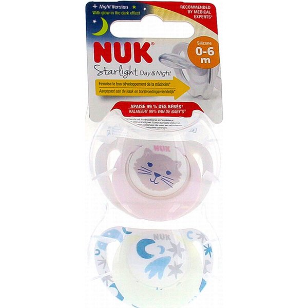Nuk Starlight DíA Y Noche Chupetes 0-6 Meses 2Uds-image