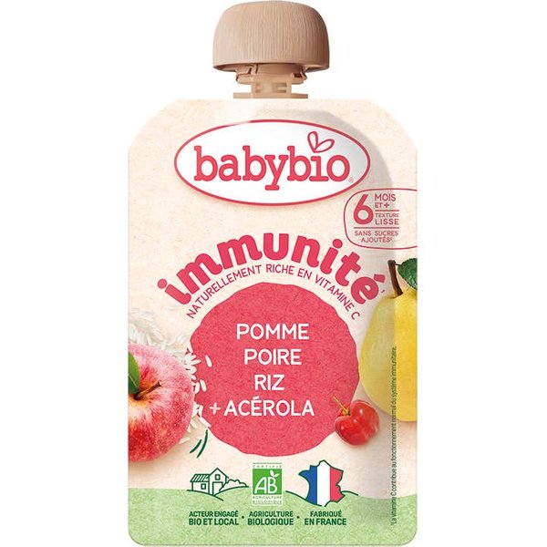 BabyBio Inmunidad Manzana Pera Arroz Acerola +6M 100 G-image