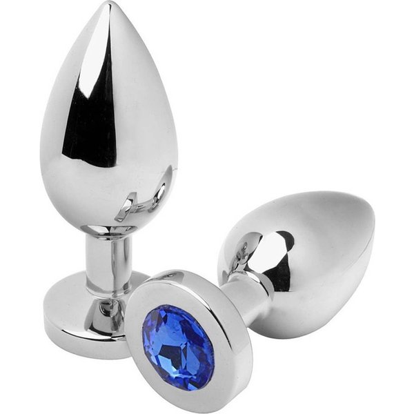 Metal Hard Anal Plug Diamond Blue Small 5.71Cm 1Ud-image
