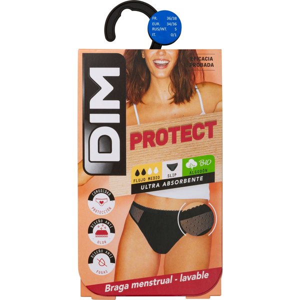 Dim Protect Braga Menstrual Encaje Flujo Medio Negra T-M 1 Ud-image