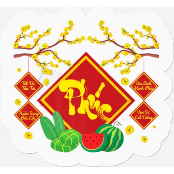 Lunar Vietnamese New Year Decorations 2022 | Phuc Stickers-image