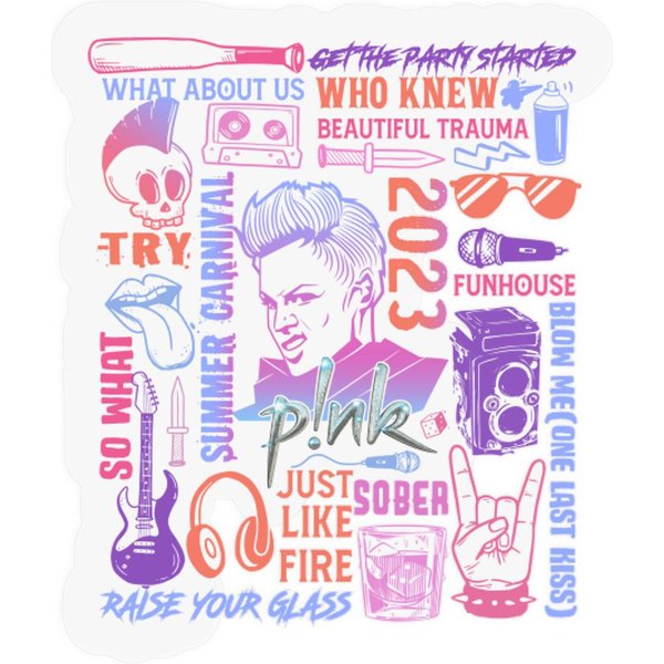 Pink P!Nk Summer Carnival 2023 Tour Stickers, P!Nk Music Stickers, Pink Summer Carnival Stickers-image