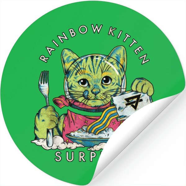 Vintage Rainbow Kitten Surprise Stickers-image