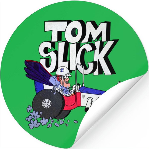 Tribute To Jay D Cartoons Tom Slick In The Thunderbolt Grease Slapper With Logotype Stickers-image