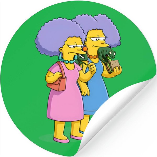 The Simpsons Patty And Selma Bouiver Eat Stickers-image