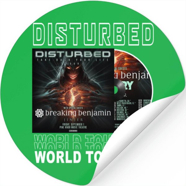 Disturbed Music Stickers, Vintage Disturbed Take Back Your Life Tour 2023 Stickers-image