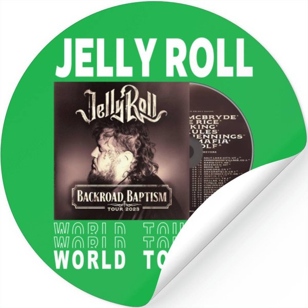 Jelly Roll Music Stickers, Vintage Jelly Roll Backroad Baptism Tour 2023 Stickers-image