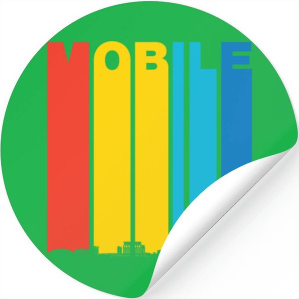 Vintage Mobile Alabama Skyline Stickers-image