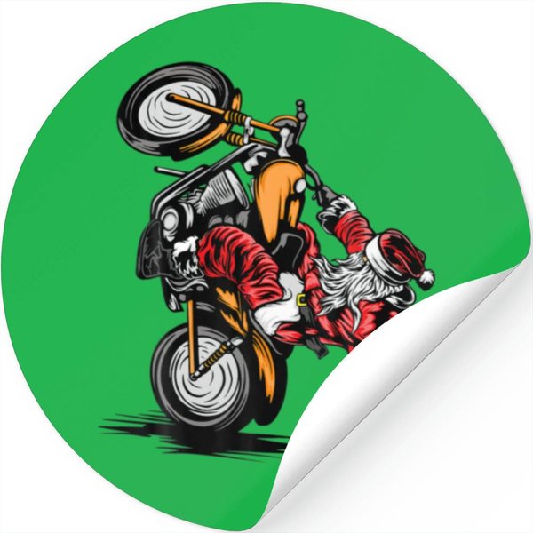 Santa Claus Riding Motorcycle Christmas Bikers Xma Stickers-image
