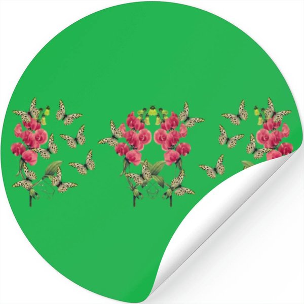 Butterflies And Sweet Pea Flower Stickers-image