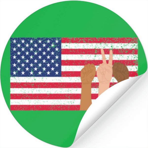 American Flag Peace Sign Hand Stickers-image