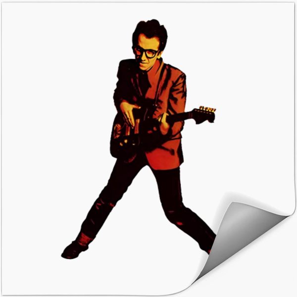 Elvis Playing Guitar Costello Stickers-image
