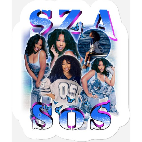 Sza Bootleg Stickers Black, Vintage Rap Hip Hop Stickers-image