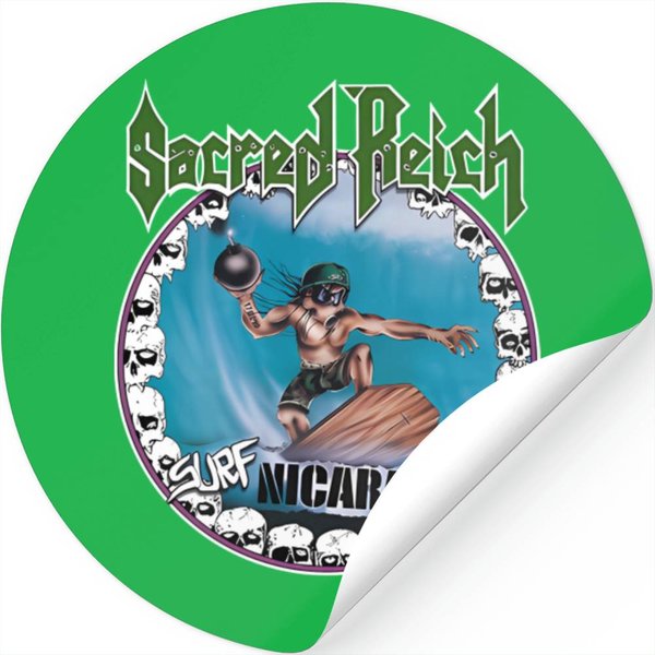 Sacred Reich - Surf Nicaragua Stickers, Sacred Reich Surf Nicaragua Thrash Stickers-image