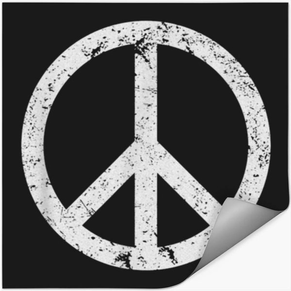 Vintage Peace Sign White Distressed Stickers-image
