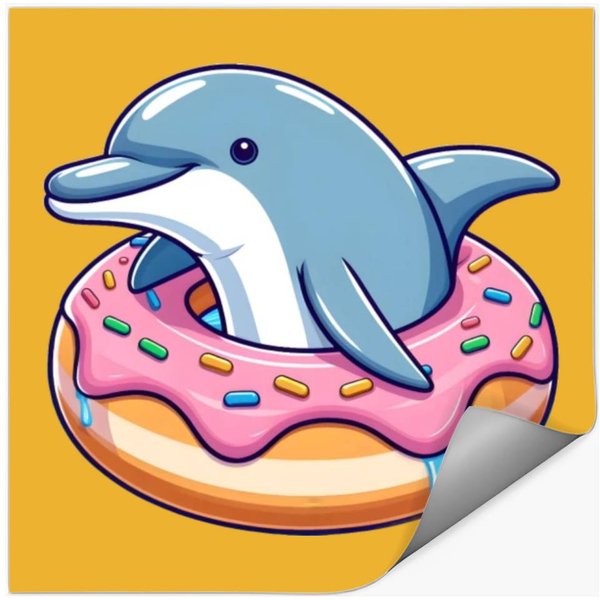 Dolphin Jumping Through A Donut Stickers-image