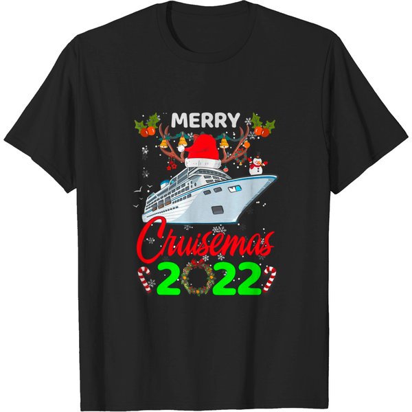 Merry Cruisemas 2022 Santa Reindeer Cruise Funny Christmas T-Shirt-image