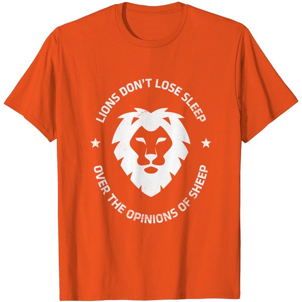 Lions Don't Lose Sleep Over Sheep Distressed Graphic T-Shirt-image