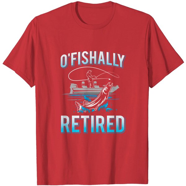 Ofishally T-Shirt Mens Funny O'fishally Retired Gift Tee For Retired Fishing Men-image