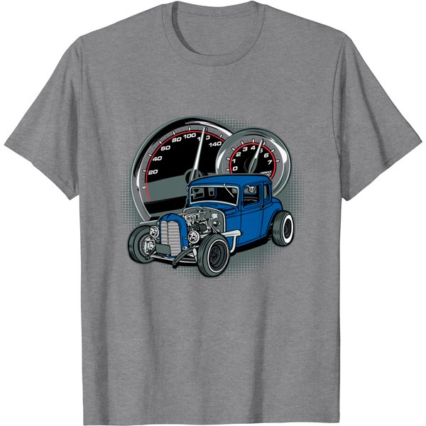 Blue Rat Rod Classic Car T Shirt-image