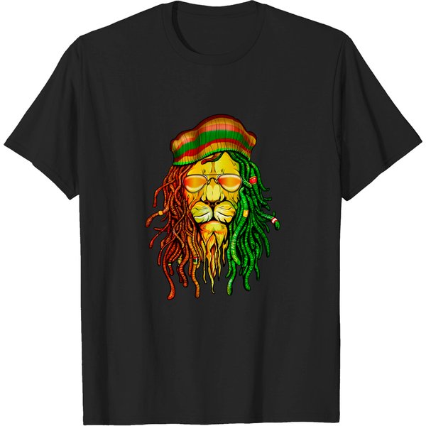 Reggae Music Lovers Tshirt, Jamaican Lion T-Shirt T-Shirt-image