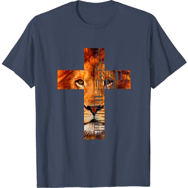 Christian Religious Tshirt Jesus The Lion Of Judah Cross T-Shirt-image