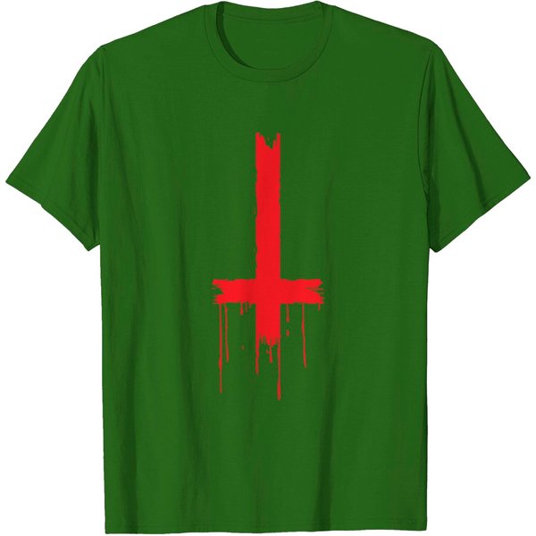 Satan - Upside Down Inverted Satanic Cross T Shirt-image