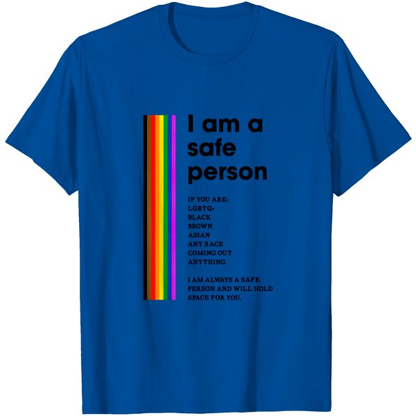 I Am A Safe Person Lgbtq Ally Safe Space Pride Rainbow Flag T-Shirt-image