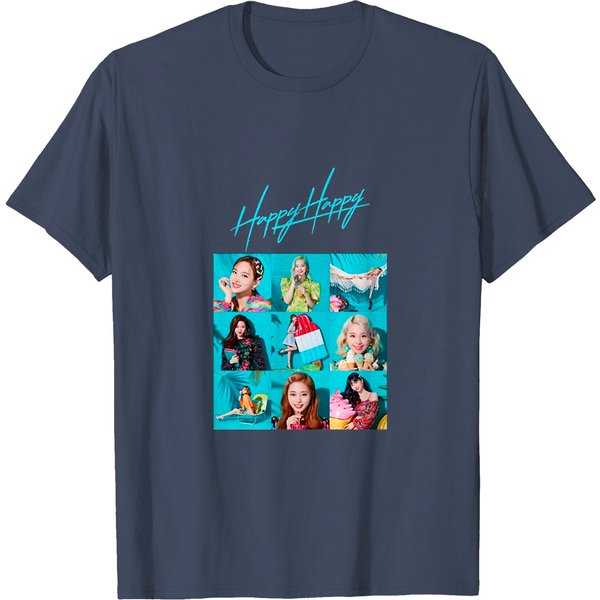 Kpop Twice T-Shirt New Album Happy Happy Tshirts Mina Sana Momo Tzuyu Tee Shirt-image