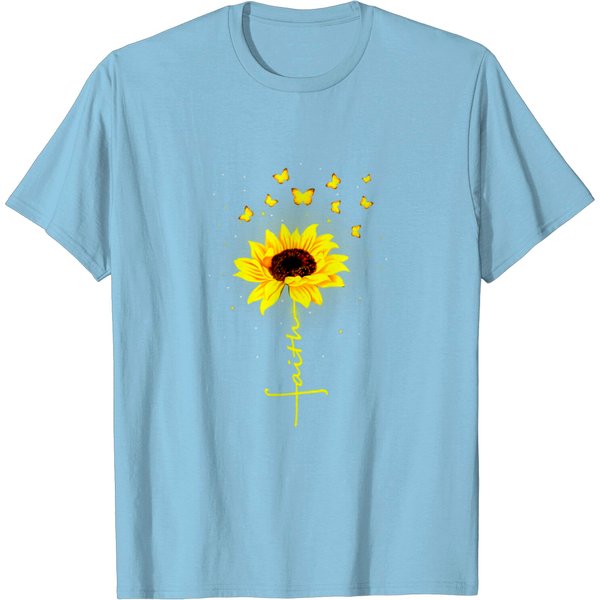 Faith Butterfly Sunflower Flower Tshirt T Shirt-image