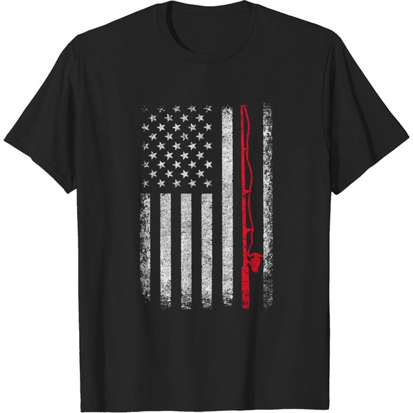 American Flag Fishing Shirt Vintage Fishing Tshirt Men Gift T-Shirt-image