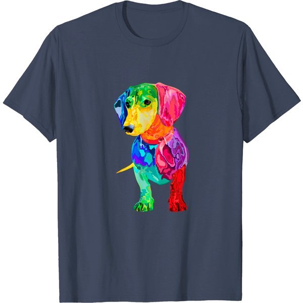 Dog Lover Gifts Dachshund For Womens Colorful Weiner Dog Men T-Shirt-image
