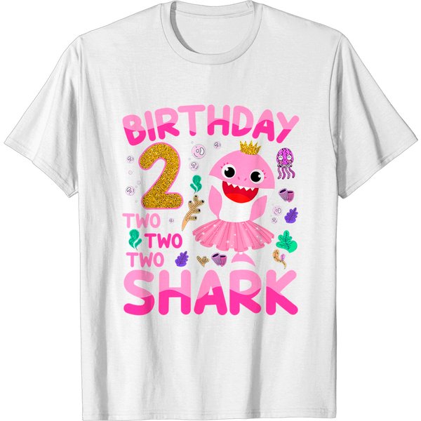 Baby Cute Shark 2Nd Birthday Boy Girl 2 Year Old Gifts T-Shirt-image