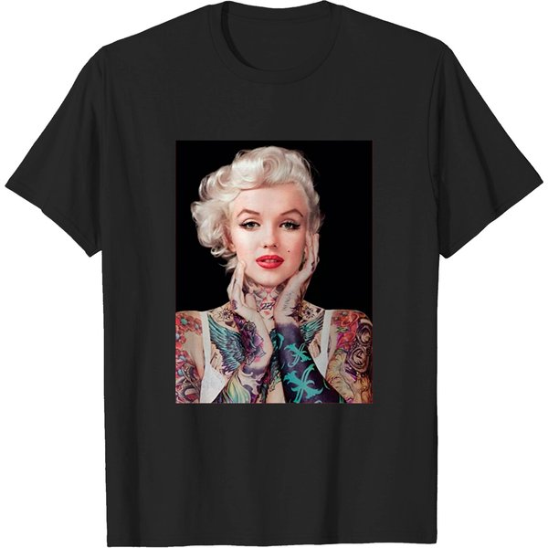 Marilyn Monroe Tattoos Black Pop Culture Graphic T-Shirt-image