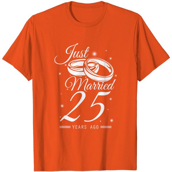 25Th Wedding Silver Anniversary- Just Married 25 Years Ago T-Shirt-image