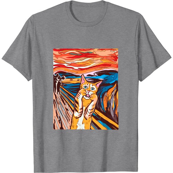 Funny Cat Scream Edvard Munch Painting T-Shirt-image