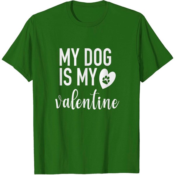 Womens My Dog Is My Valentine T Shirt Paw Heart Pet Owner Gift Tee T-Shirt-image