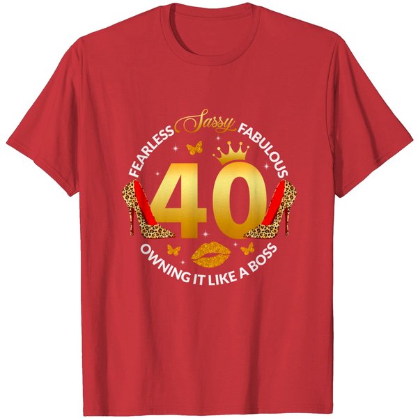 Fabulous And Forty T-Shirt Years Old 40Th Birthday Leopard Heels-image