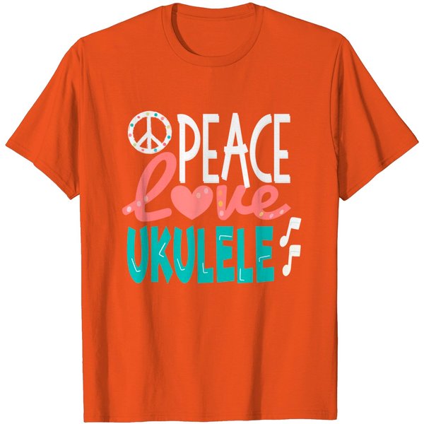 Ukulele Player Peace Love Ukuleles Uke Musician T-Shirt-image
