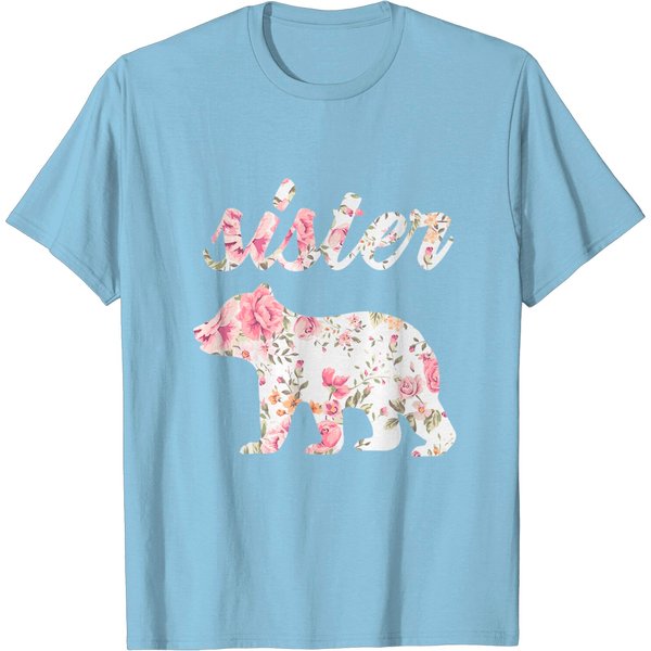 Floral Sister Bear Shirt, Matching Family Bear, Sister Bear T-Shirt-image