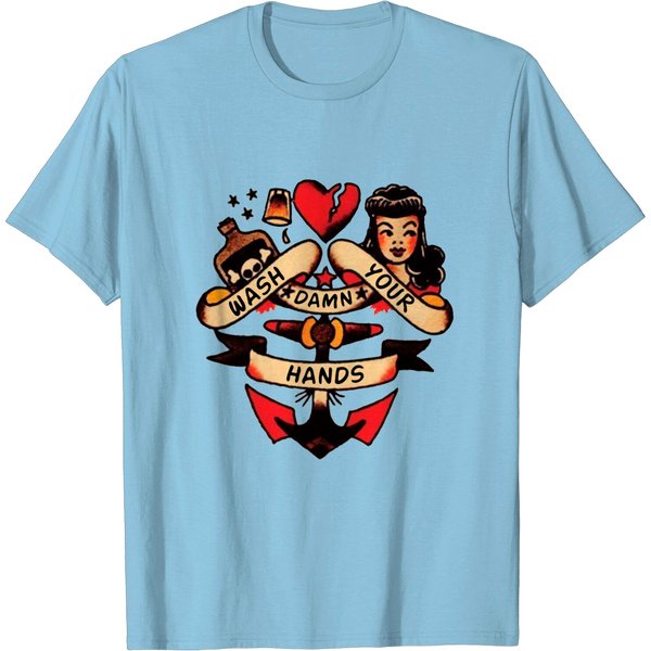 Sailor Jerry - Wash Your Damn Hands - Tattoo - T-Shirt-image