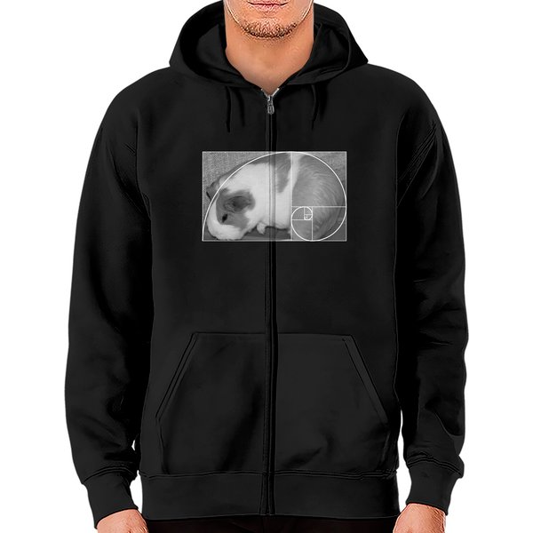 Fibonacci Spiral Funny Math Golden Ratio Guinea Pig Zip Hoodies-image