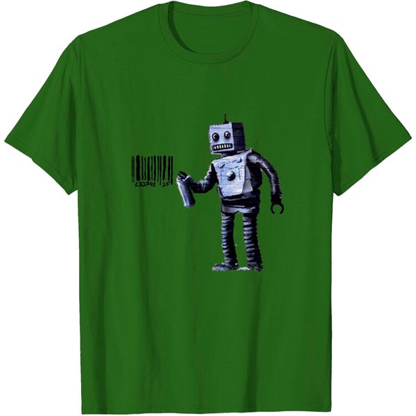 Banksy Robot Spray Painting Barcode - Banksy - T-Shirt-image