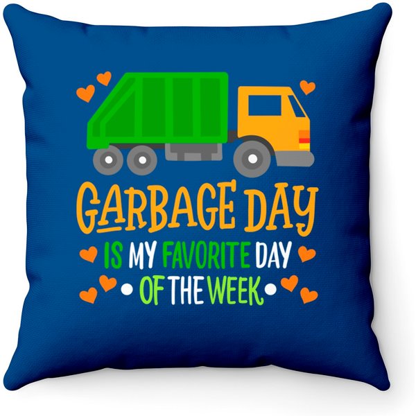 Garbage Truck Throw Pillow: Garbage Day Design-image