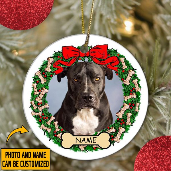 Dog Personalized Photo Ceramic Circle Ornament-image