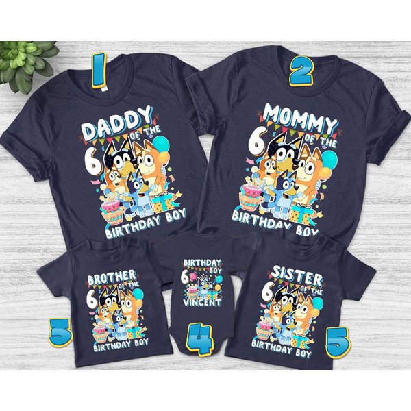 Personalized Birthday T-Shirt For Bluey Dad And Family-image
